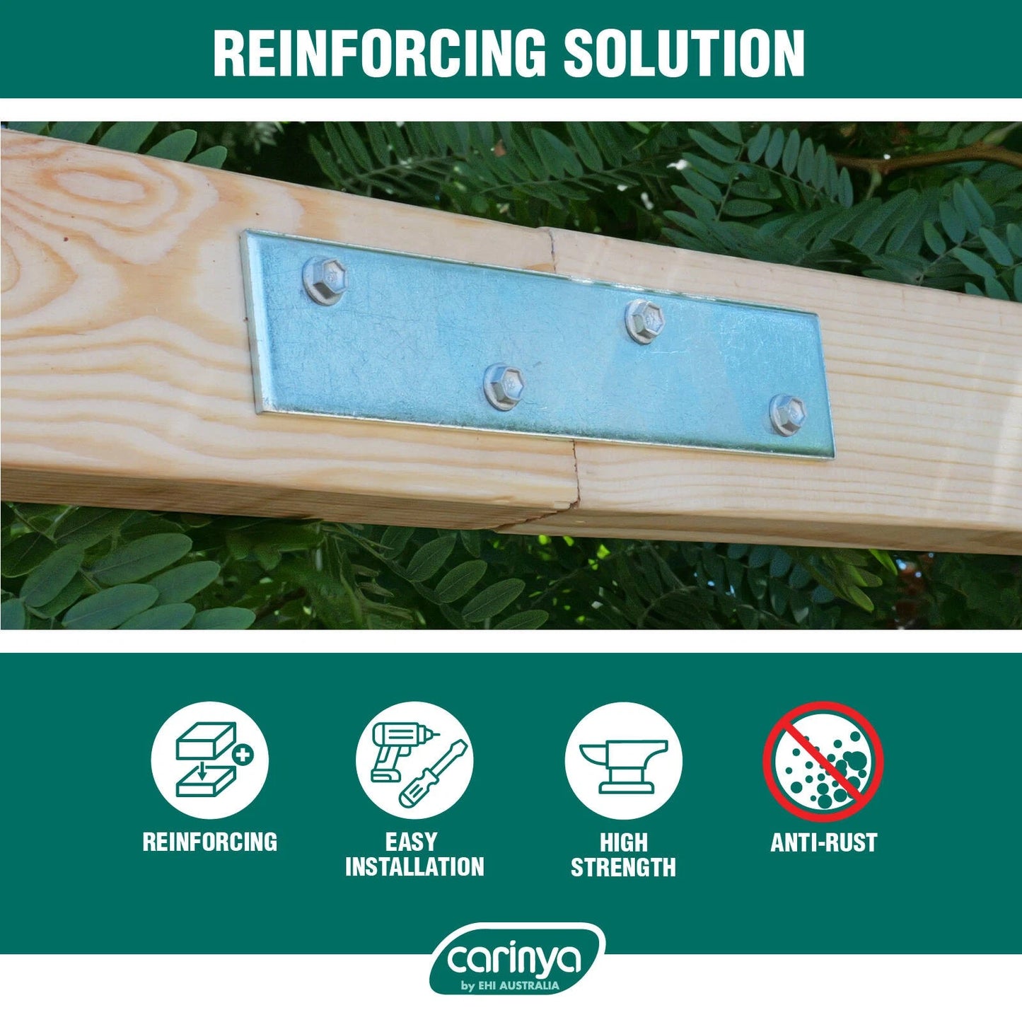 Carinya Galvanised Mending Plate 190x40x4mm - Reinforced Strength & Durability