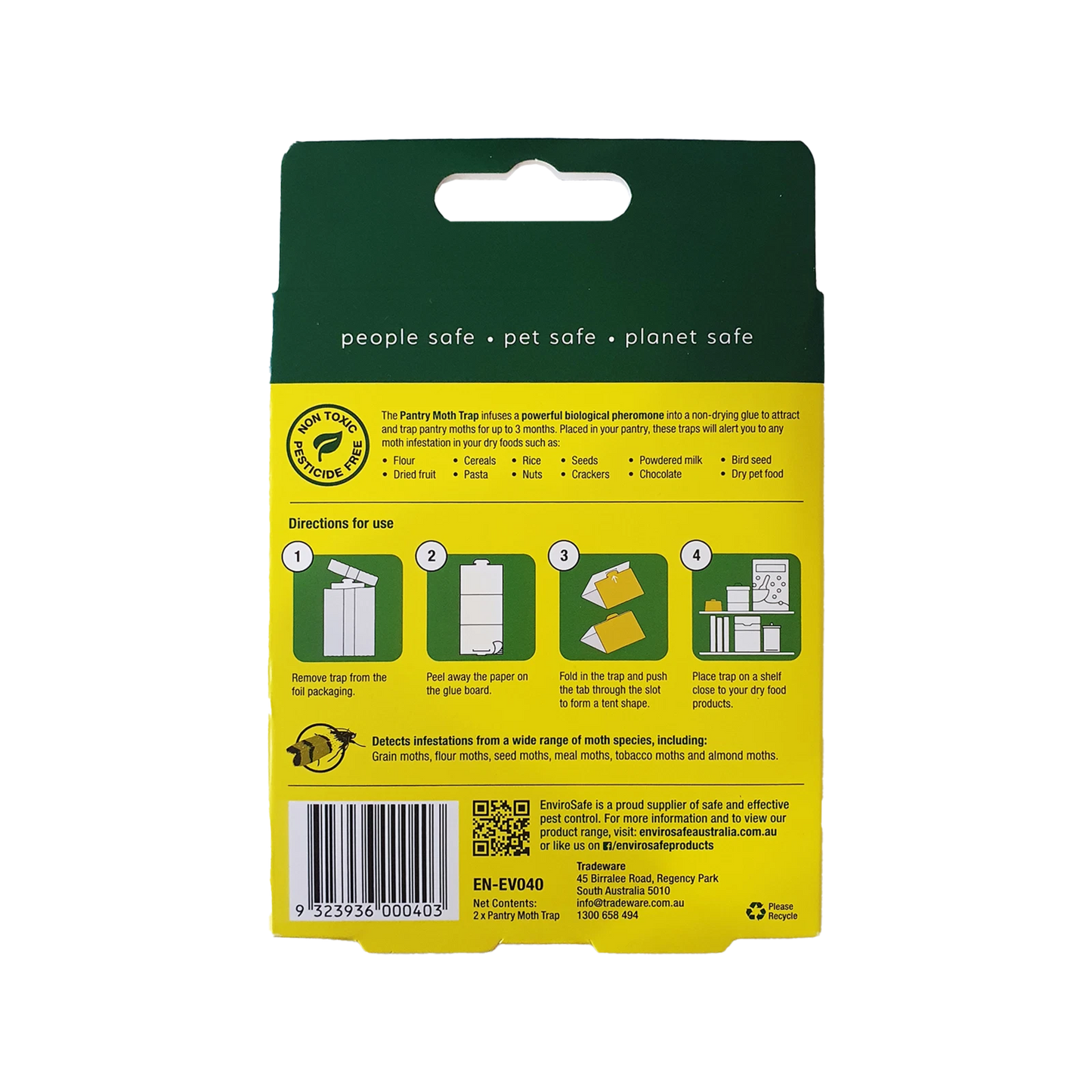 EnviroSafe Pantry Moth Trap 2 Pack - Safe, Effective, 3-Month Detection