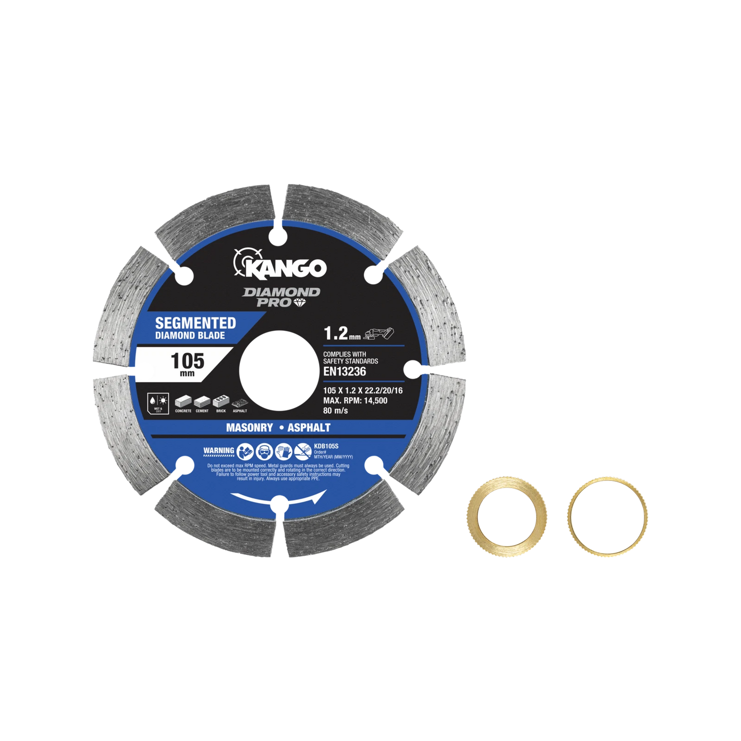 Kango 105mm Segmented Diamond Saw Blade - Fast Cuts on Concrete, Stone, Brick
