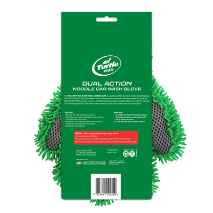 Turtle Wax Dual Action Noodle Car Wash Glove with Microfibre & Abrasive Mesh