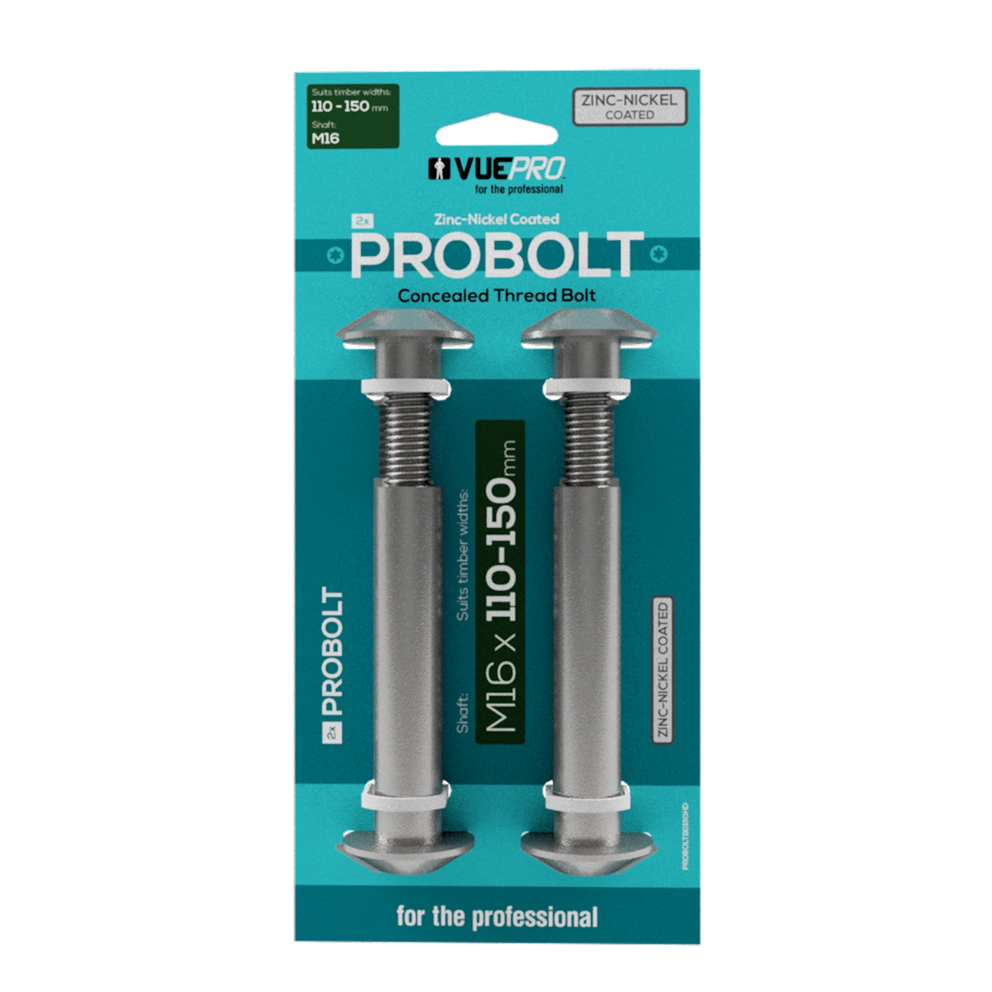 VUEPRO M16 Concealed Thread Bolt Probolt 110-150mm, Heavy Duty, 2 Pack