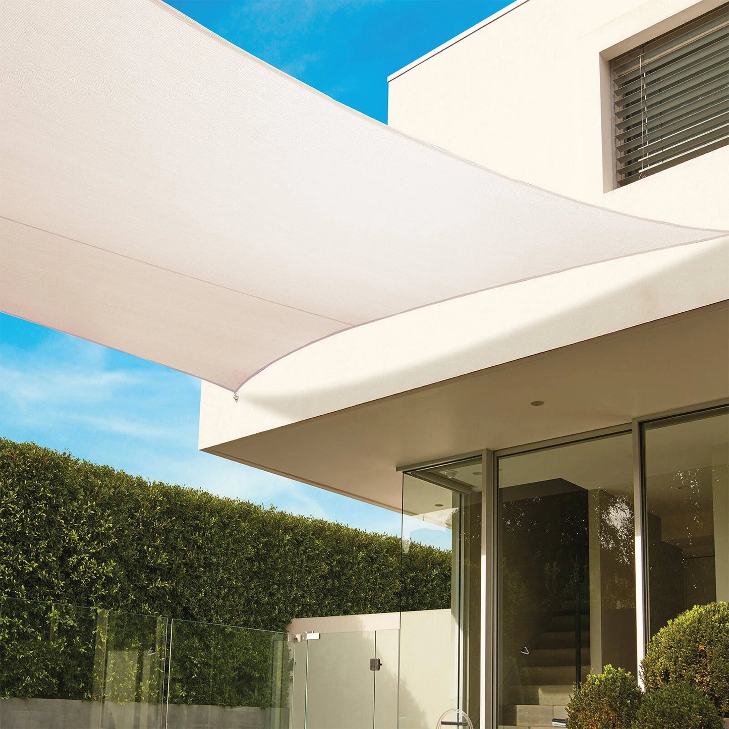 Coolaroo 5.4x5.4m Square Shell Shade Sail Kit - UV Protection, Heavy-Duty, 15-Year Warranty