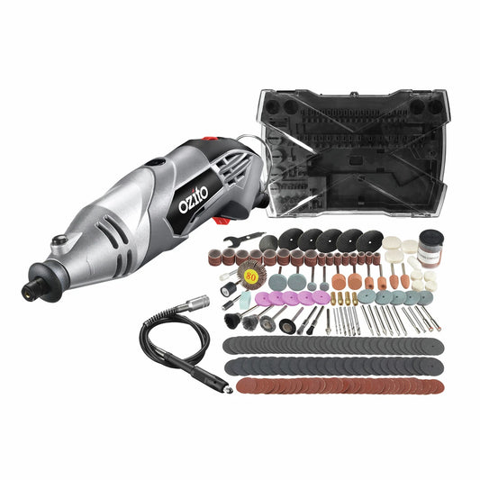 Ozito 170W Rotary Tool Kit with 190 Accessories, Flexible Shaft, Variable Speed Control