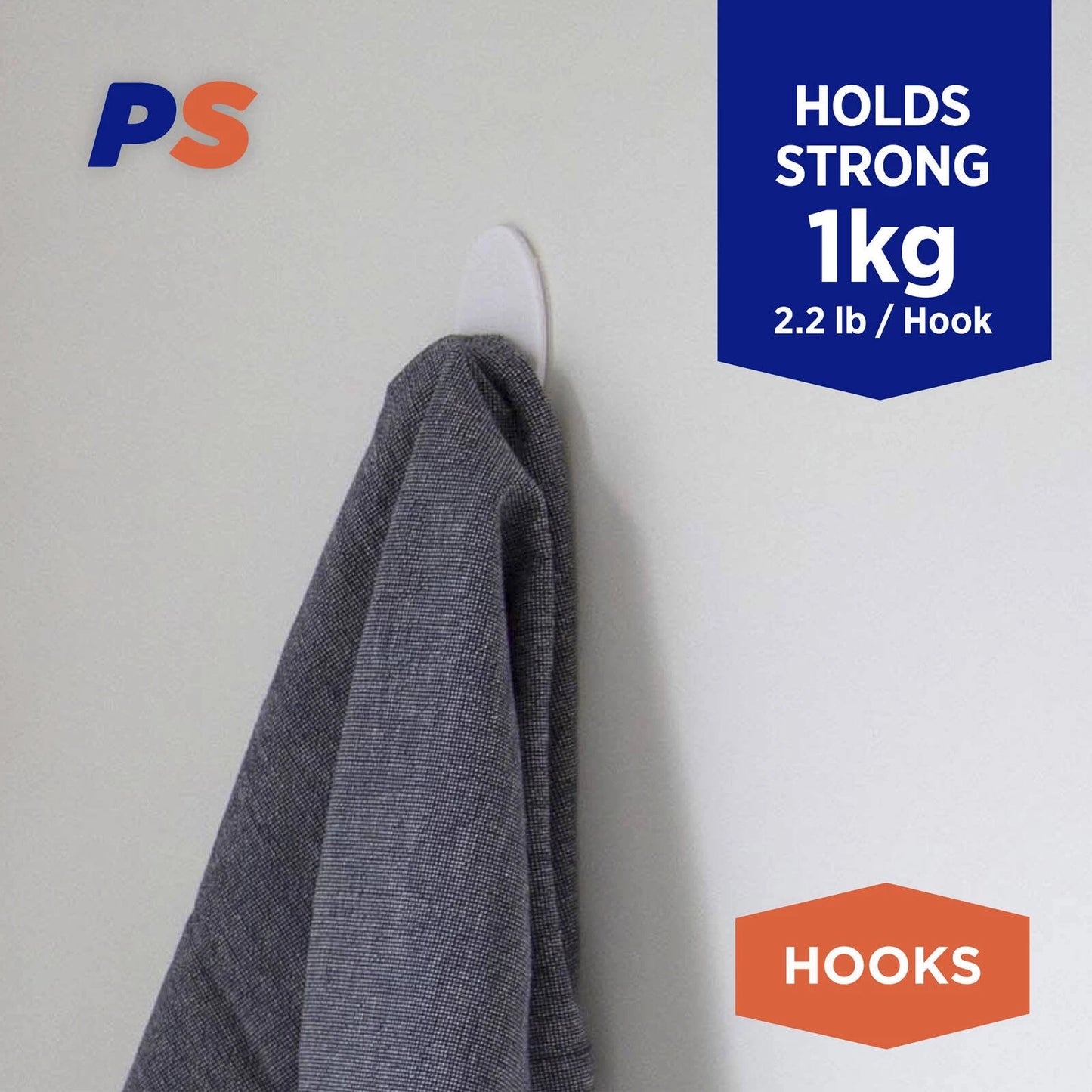 Permastik Medium Vogue Hooks 6 Pack - Self-Adhesive, Holds 1kg, Damage-Free, White