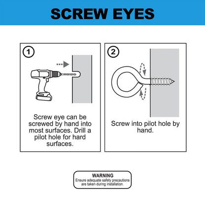 Everhang 20mm Zinc Plated Screw Eye Hooks Pack of 10 - Durable & Easy to Install