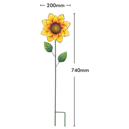 Yellow Metal Sunflower Garden Stake 20x74cm - Durable Outdoor Decoration