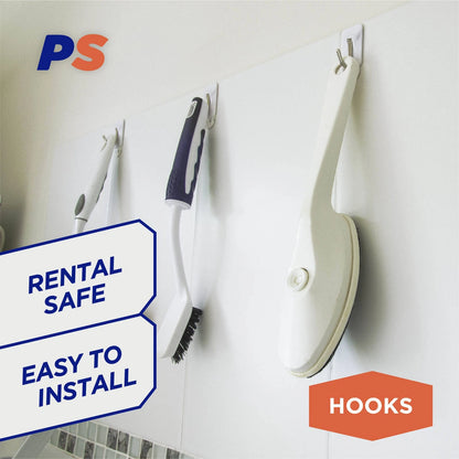Permastik Small Kitchen Hooks 9 Pack, Strong Adhesive, No Drilling, Clean Removal