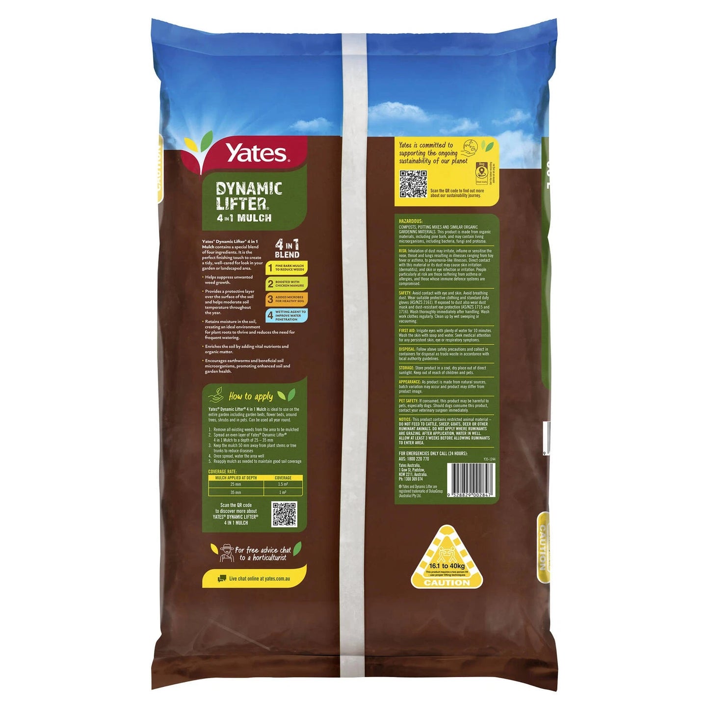 Yates 50L Dynamic Lifter 4 in 1 Mulch - Soil Enrichment, Weed Suppression, Moisture Retention