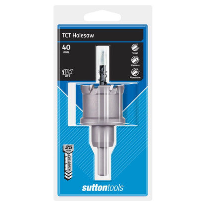Sutton Tools 40mm TCT Holesaw with Tungsten Carbide Teeth for Versatile Cutting