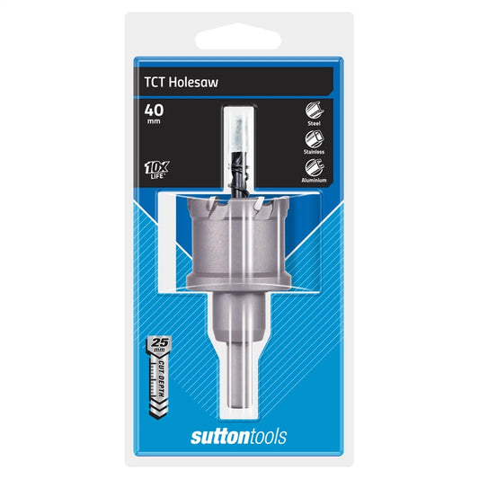 Sutton Tools 40mm TCT Holesaw with Tungsten Carbide Teeth for Versatile Cutting