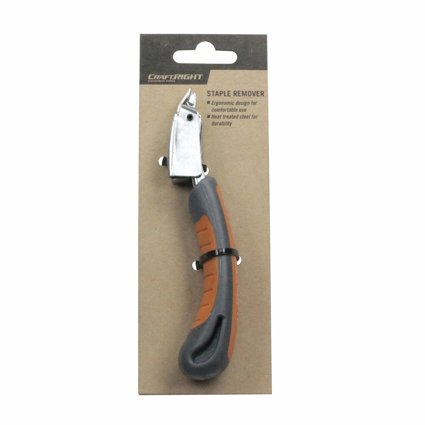 Craftright Staple Remover, Soft Grip, Ergonomic, Heat Treated Steel, Grey/Orange