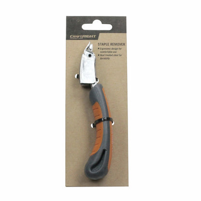 Craftright Staple Remover, Soft Grip, Ergonomic, Heat Treated Steel, Grey/Orange