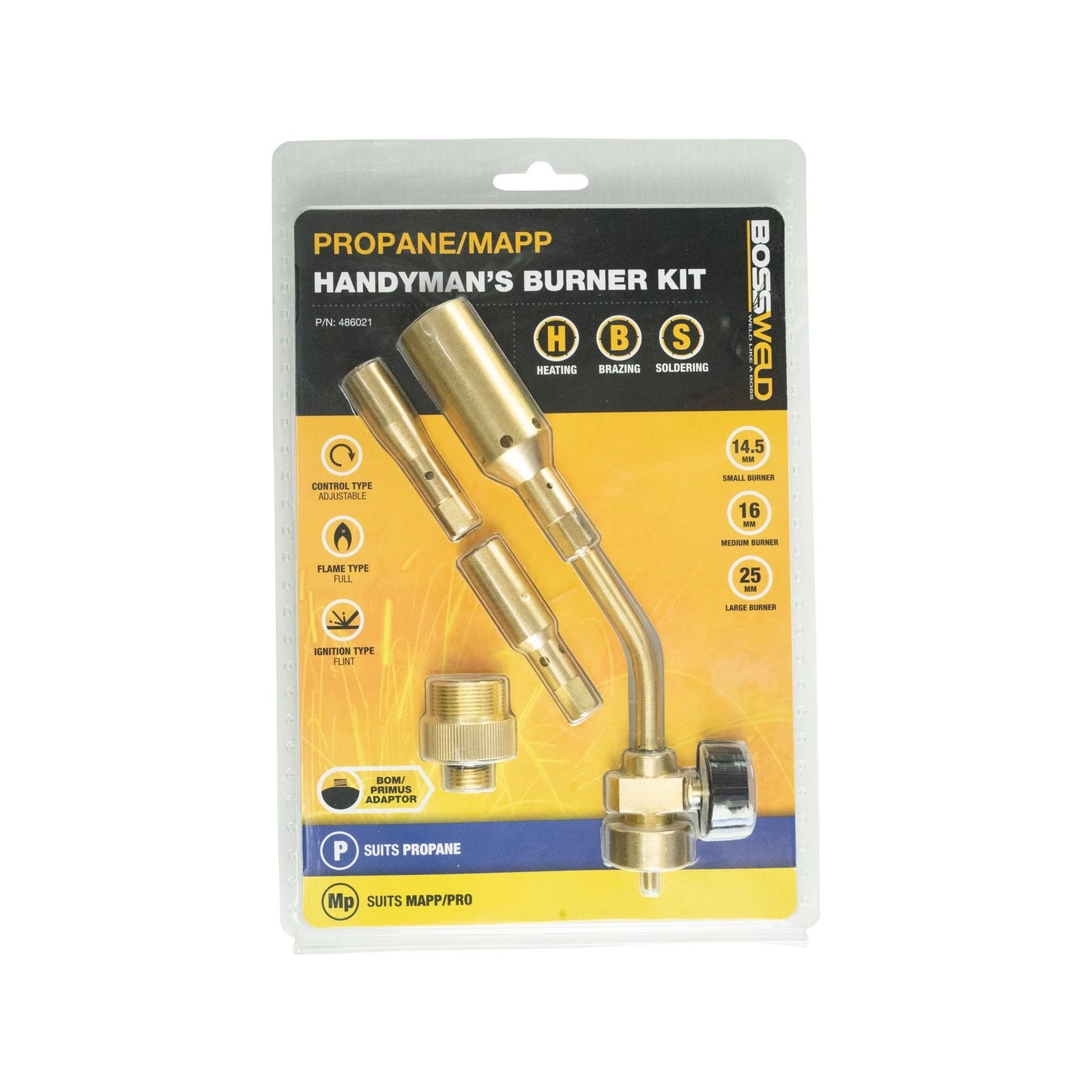 Bossweld Propane/Mapp Burner Kit with Adjustable Flame & Multiple Burners