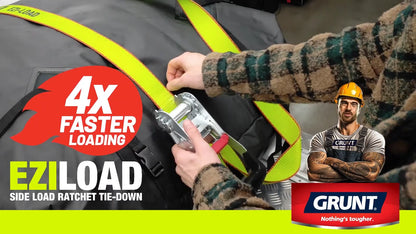 Grunt Ezi-Load 50mm x 9m Ratchet Tie-Down, 2500kg Capacity, Side Loading System