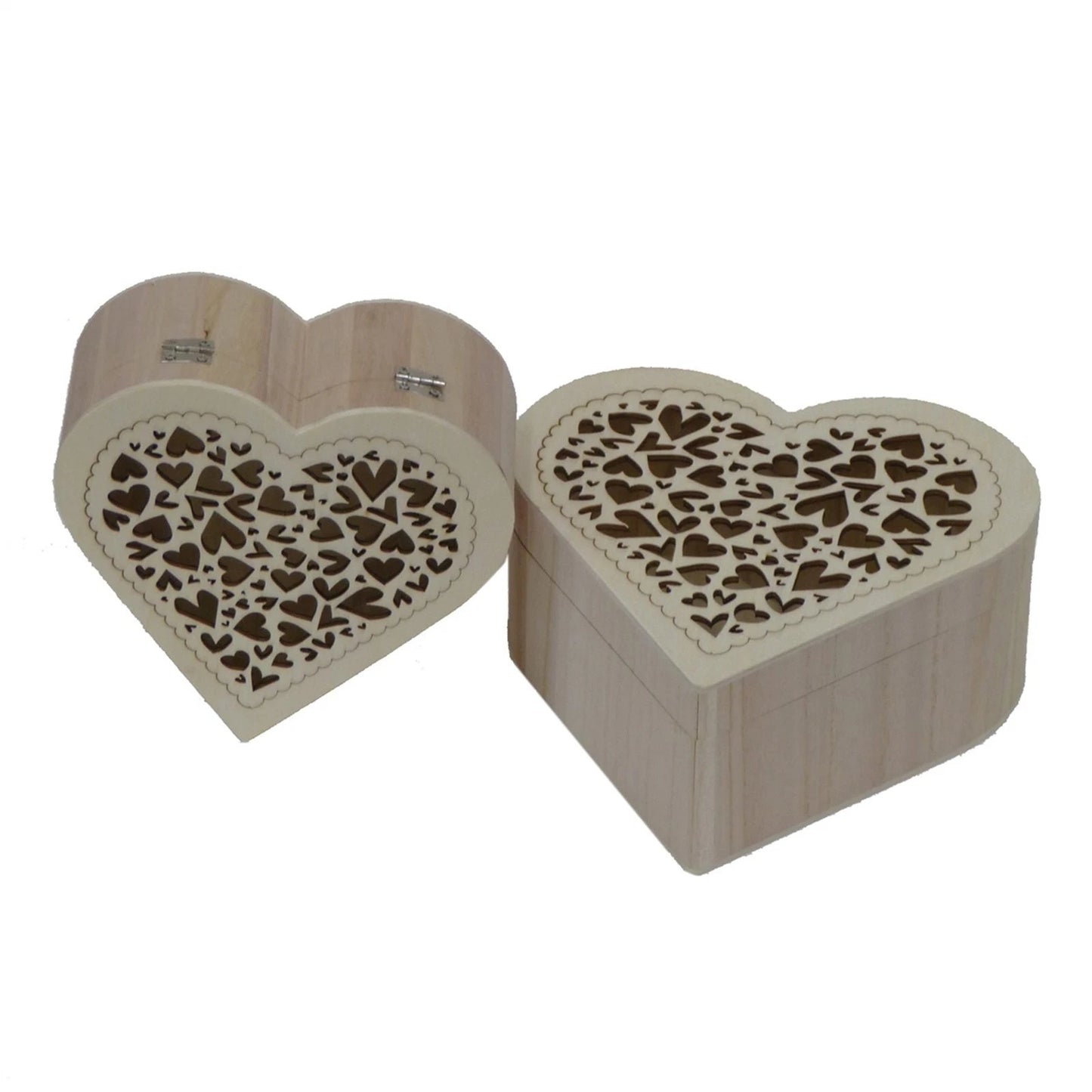 Boyle Wooden Heart Boxes Set of 2 - Handcrafted, Laser-Cut, Decorative Storage & Gift Options