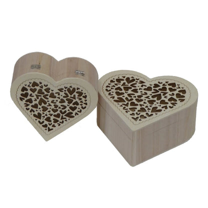 Boyle Wooden Heart Boxes Set of 2 - Handcrafted, Laser-Cut, Decorative Storage & Gift Options
