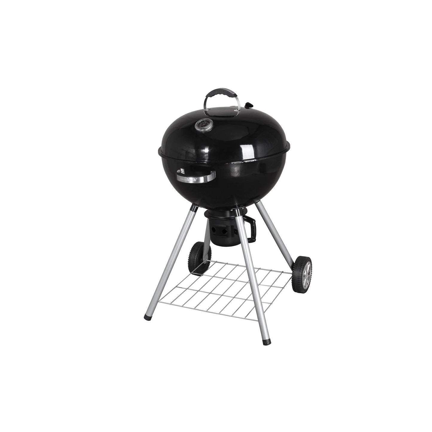 Jumbuck 57cm Black Phoenix Charcoal Kettle BBQ with Porcelain Enamel, Wheels, Thermometer