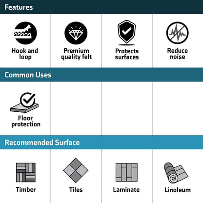 Surface Gard 25mm Beige Hook & Loop Felt Pads - Durable, Noise Reducing, 8pcs