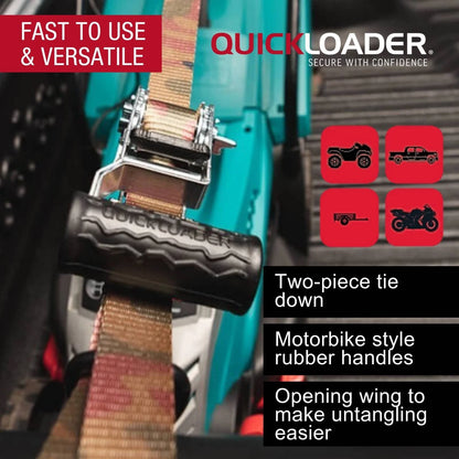 Quickloader Rebel Ratchet Strap 25mm x 4m 400kg Lashing Capacity 2 Pack - Durable & Visible