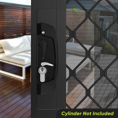 Rolltrak Black Keyed Sliding Screen Door Lock with Internal Snib & Metal Body