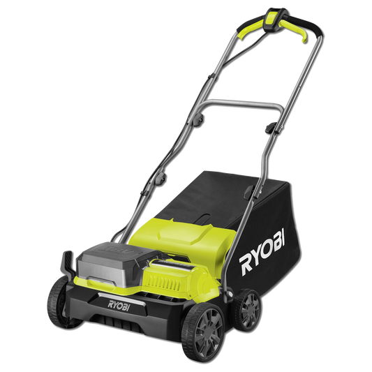 Ryobi One+ 18V Brushless Cordless Scarifier, Dual Battery, 35cm Path, Adjustable Depth