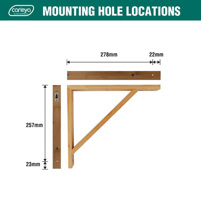 Carinya Bamboo Stayed Bracket 300x280mm, Varnished, 30kg Load Capacity, Wall Mount