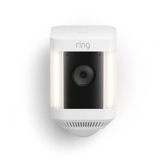 Ring Spotlight Cam Plus Battery White - Wireless HD Security Camera with Siren & LED Spotlights