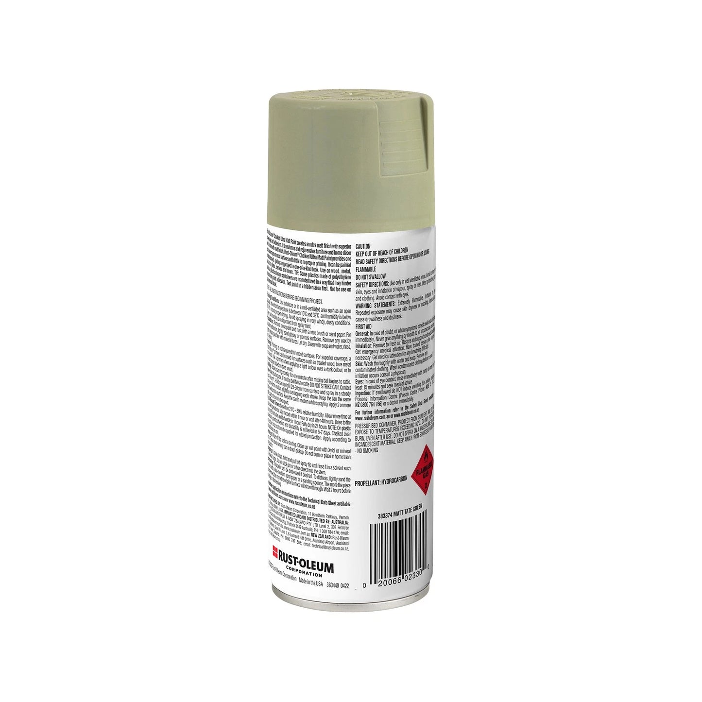 Rust-Oleum Chalked Ultra Matt Spray Paint Tate Green 340g - Fast Drying, Matte Finish