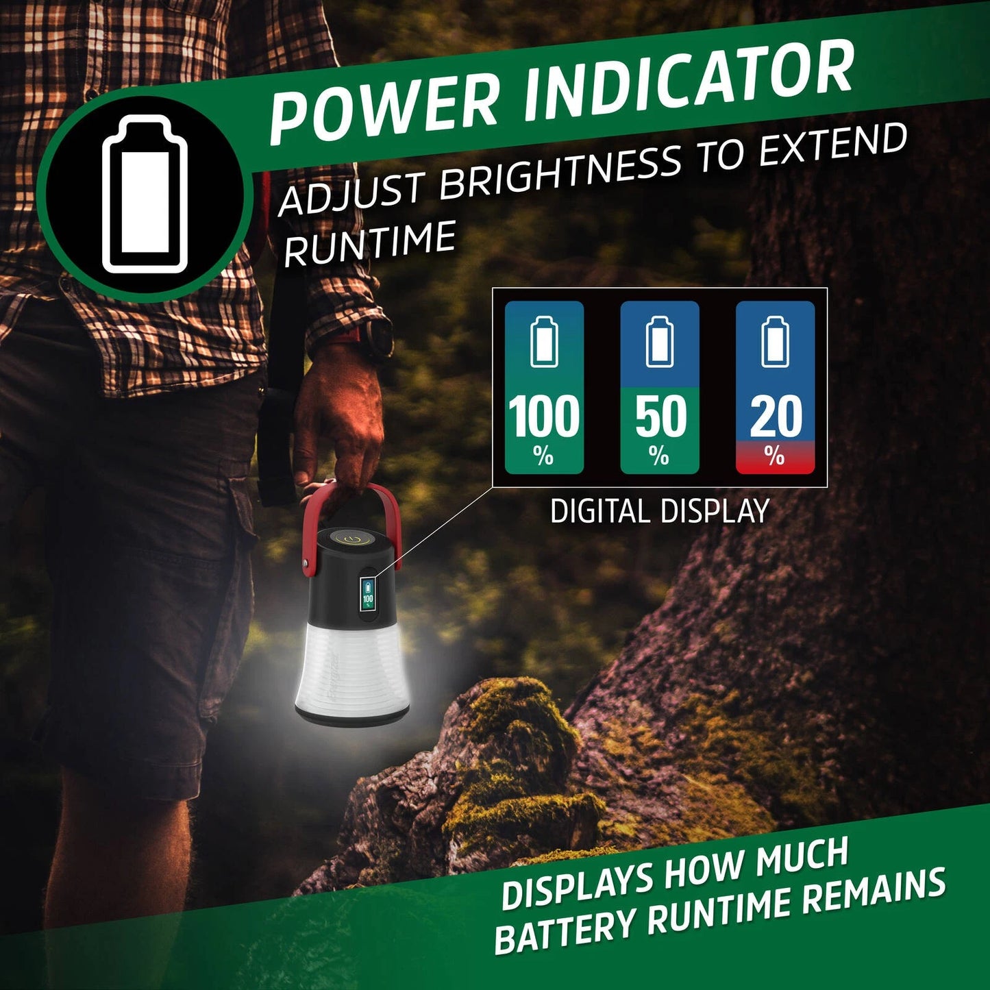 Energizer Battery Genius Small Lantern, Rechargeable, 3 Modes, Water-Resistant, 360° Lighting