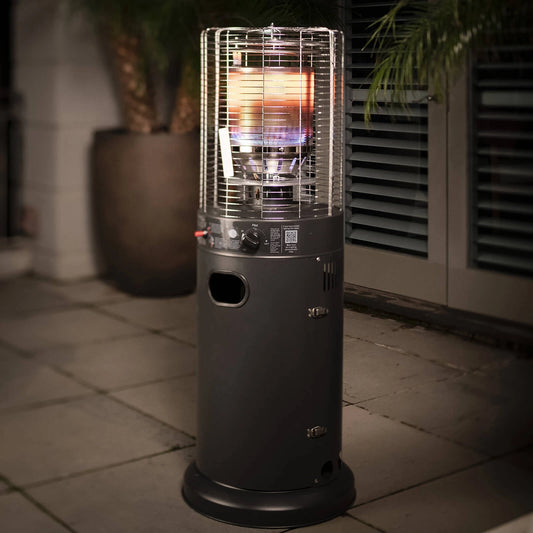 Mimosa Black Matte Outdoor Gas Heater, 37.7Mj, Heats 15m², Safety Features