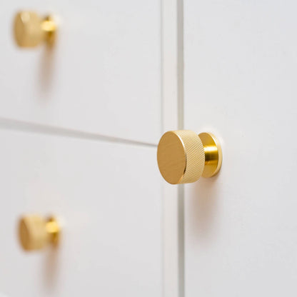 Taskmaster 32.5mm Knurled Brushed Brass Cabinet Knobs 4 Pack - Modern Design, Easy Install