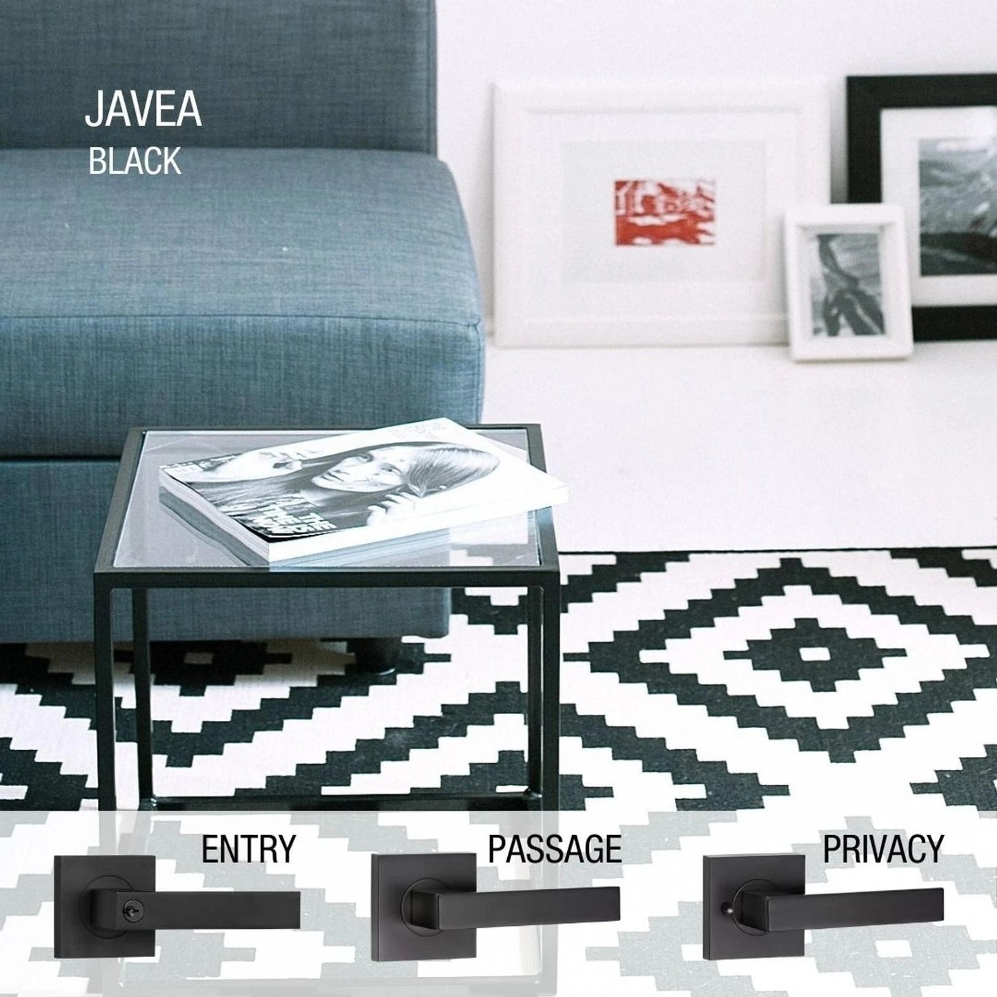 Lemaar Black Javea Entrance Set - Matte Black Finish, C4 6-Pin Cylinder, Easy Install