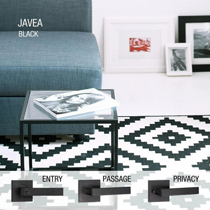 Lemaar Black Javea Entrance Set - Matte Black Finish, C4 6-Pin Cylinder, Easy Install