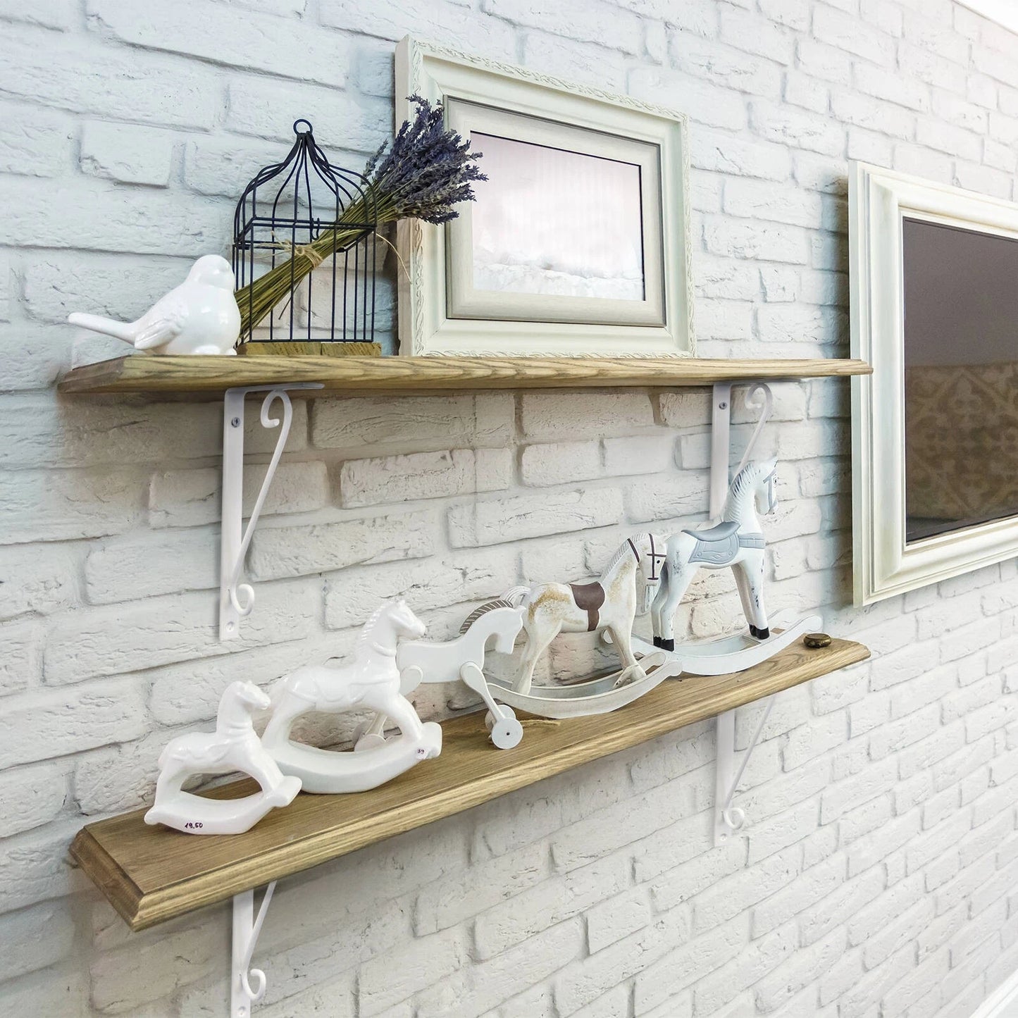 Carinya 150x100mm White Scroll Stayed Bracket, 100kg Load, Powder Coated Steel