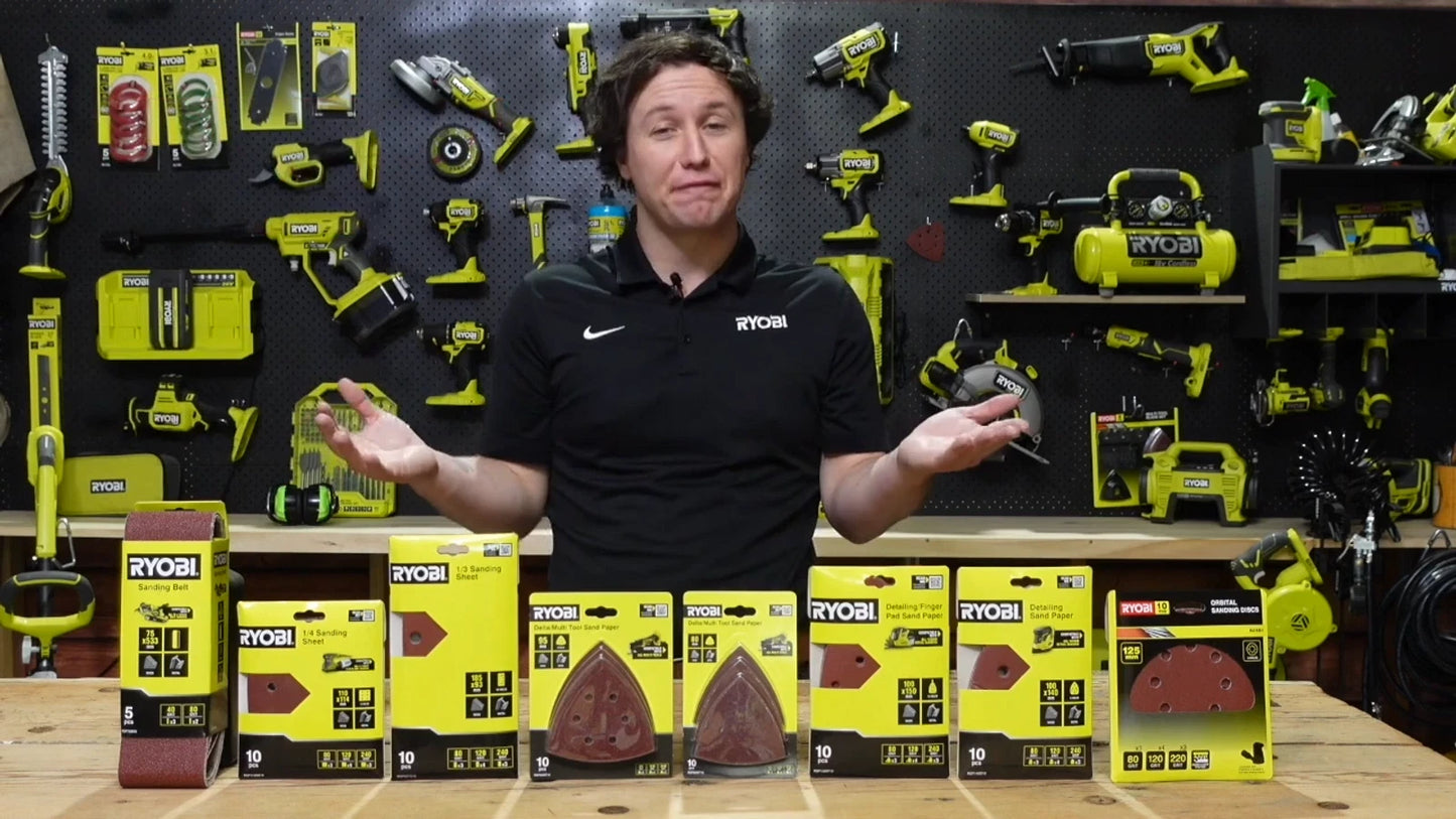 Ryobi 10-Piece 95mm Delta/Multi-Tool Sanding Set with Versatile Grit Range