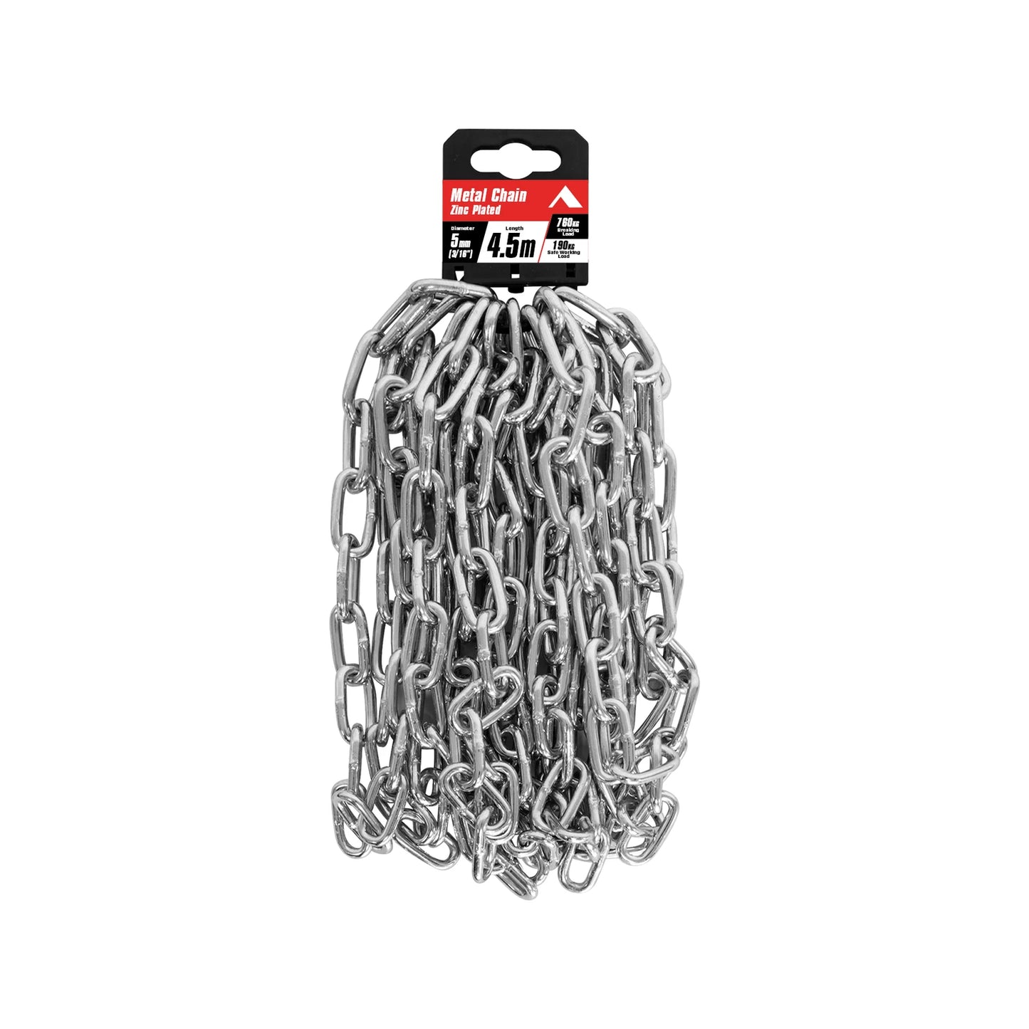 Pinnacle 5mm Zinc Plated Chain 4.5m - Corrosion Resistant, 190kg Load Limit, Fencing & Security