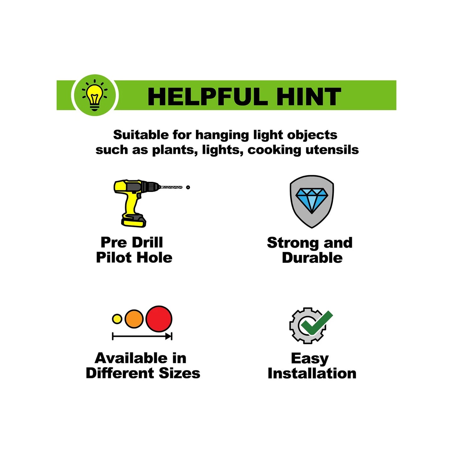 Everhang 21mm White PVC Cup Hooks - 15 Pcs, Secure & Easy Install, 5kg Load Capacity