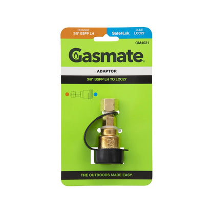 Gasmate Tap Adaptor Brass 1-20 UNEF to 3/8" BSPP LH for BBQ & Camping