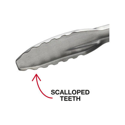 Char-Griller Long Locking BBQ Tongs, 43cm, Ergonomic Handle, Scalloped Teeth