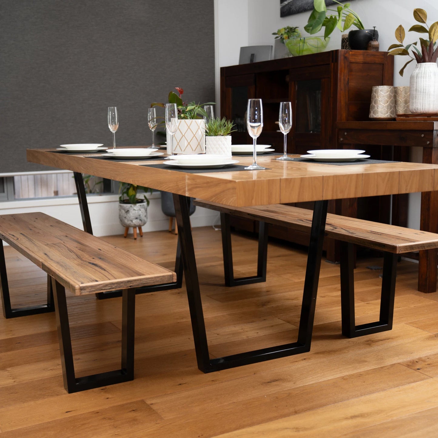 RapidHome Black Steel Bench Seat Legs 30x45x6cm, Durable, Modern Finish