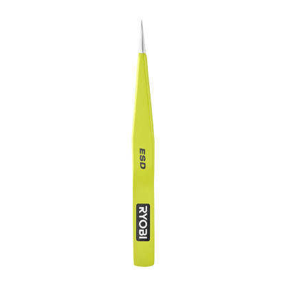 Ryobi Precision Anti-Static Tweezers 2 Pack - Straight & Curved Tips, ESD Coating, Stainless Steel