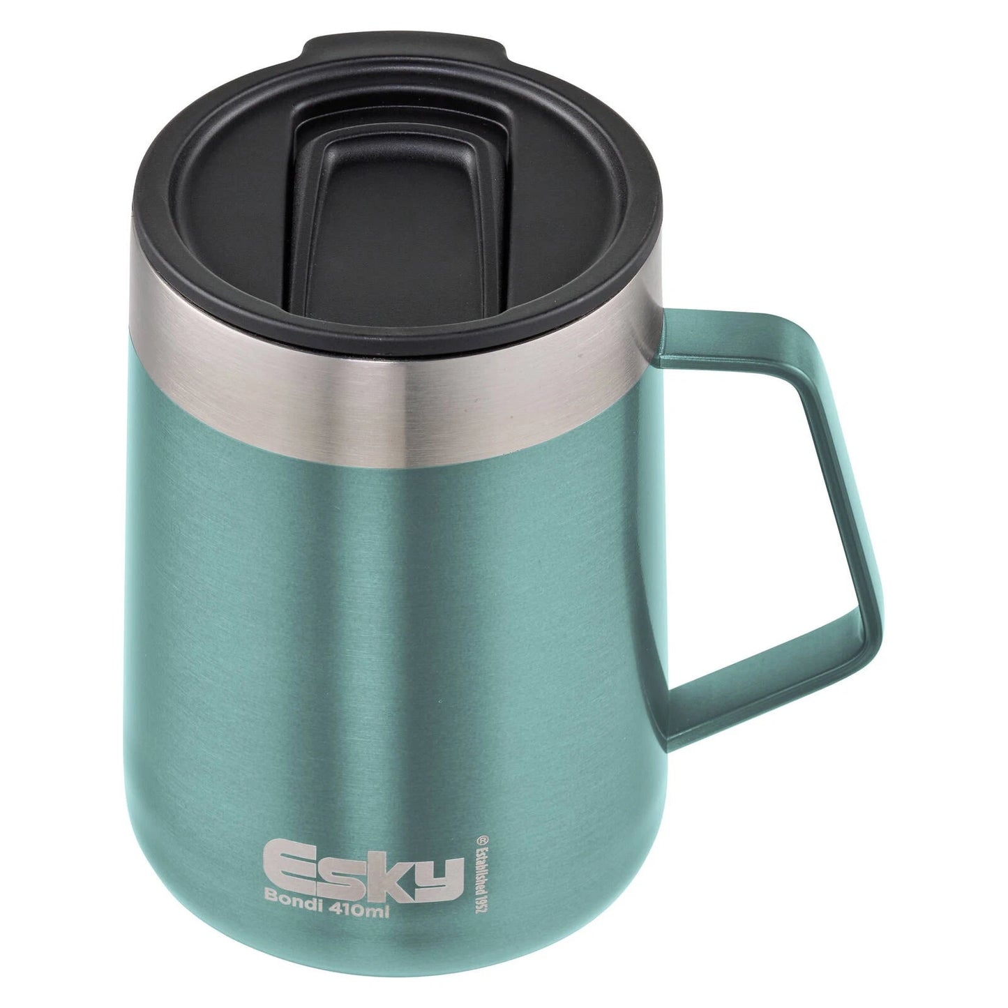 Esky Blue Bondi Travel Mug 414ml, Stainless Steel, Insulated, Handle, Splashproof Lid