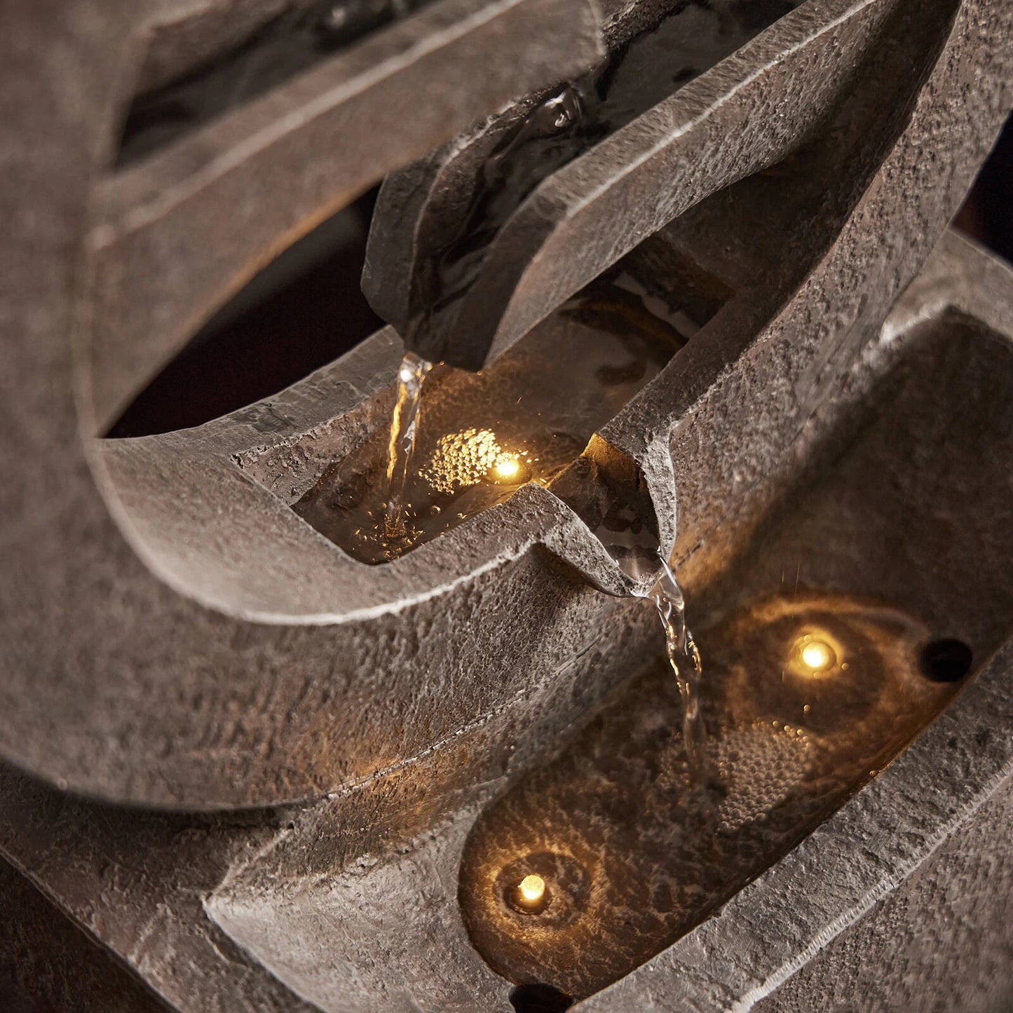 Northcote Pottery Symphonic Circles Water Feature 34x17x48cm with Light & Easy Install