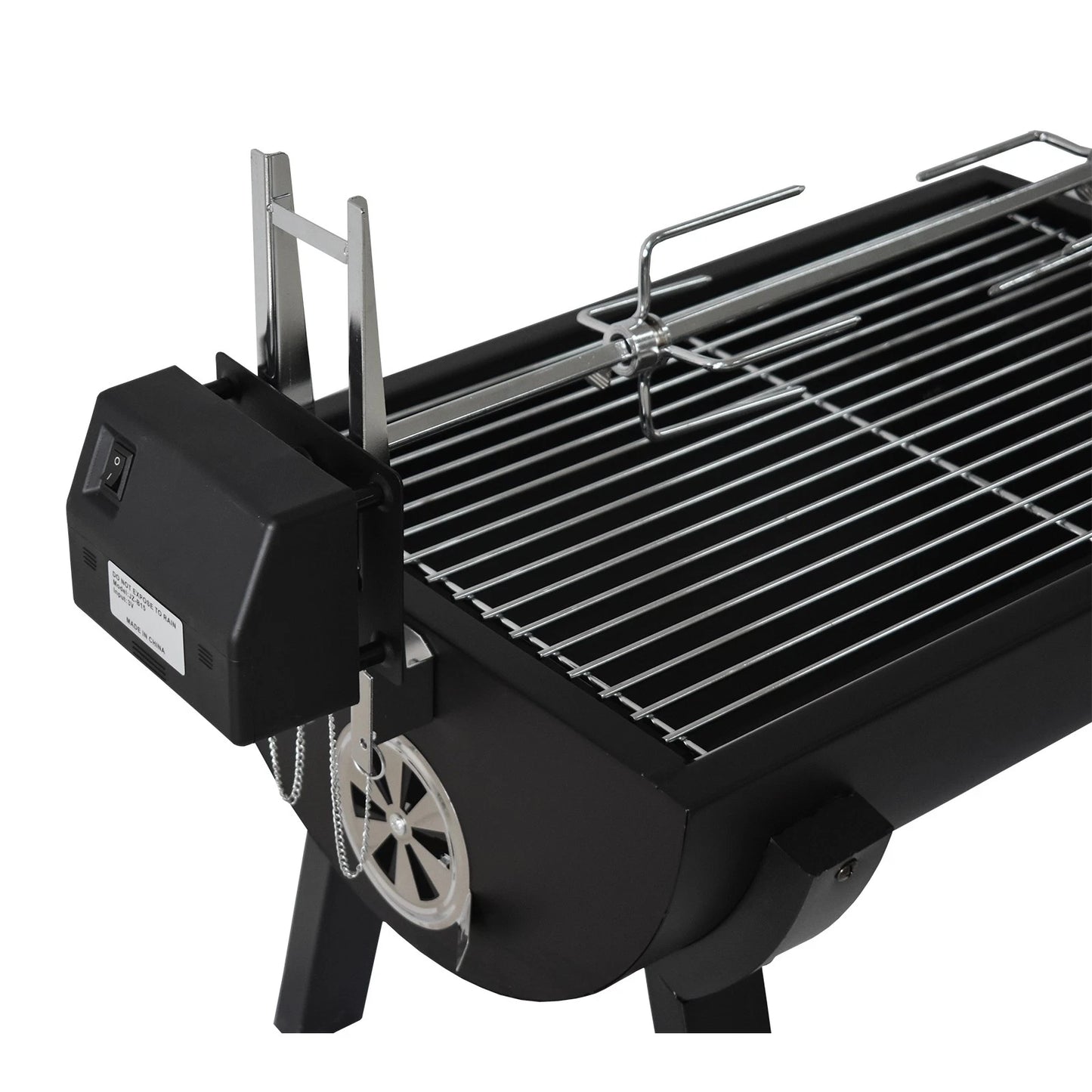 Jumbuck Novo Small Charcoal Spit Roaster, Battery-Operated, Portable, Adjustable Height