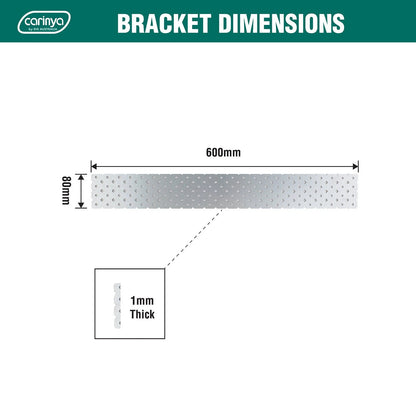Carinya Galvanised Flat Plate 600x80x1mm Customisable DIY Bracket with Perforations