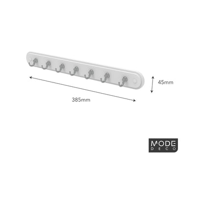 Mode Perma 7 Chrome Hooks Key Rack White - Durable, Easy Install, Modern Design