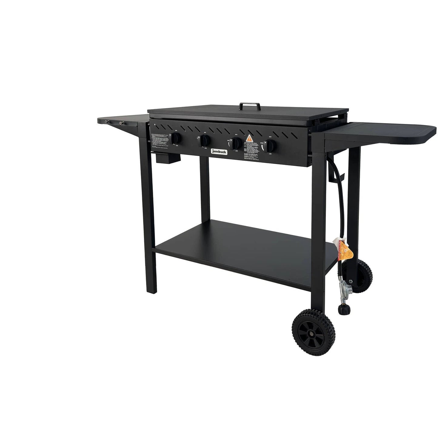 Jumbuck 4 Burner Delta Flat BBQ, Compact Design, LPG, Automatic Ignition, Black