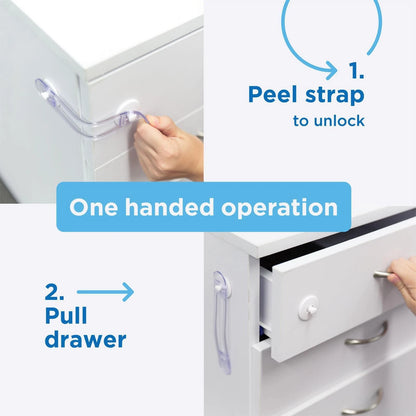Perma Child Safety 18cm Adhesive Flexi Locks 8 Pack - Childproof, Easy Install, Discreet Design