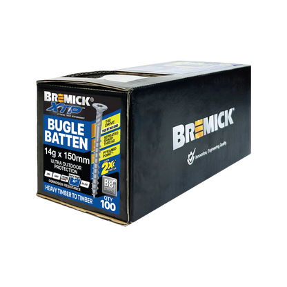 Bremick XTP 14g x 150mm Bugle Batten Screws T40 B8, 100 Pack, Corrosion Resistant