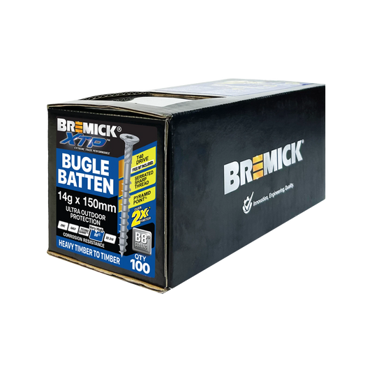 Bremick XTP 14g x 150mm Bugle Batten Screws T40 B8, 100 Pack, Corrosion Resistant